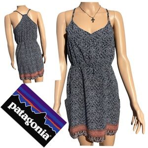 Patagonia Mini Dress With Pockets Navy and White Patterned Apparel Size XS